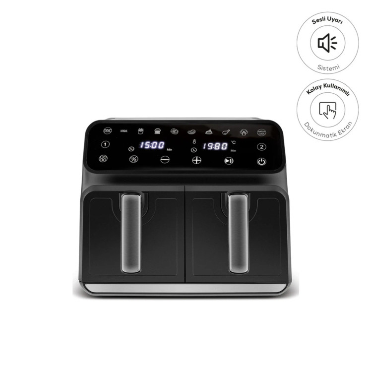 سرخکن بدون روغن دوقلوی 4+4 لیتری Karaca مدل Digital Twin