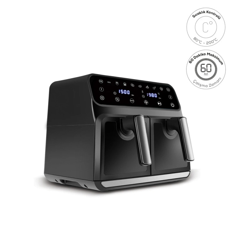 سرخکن بدون روغن دوقلوی 4+4 لیتری Karaca مدل Digital Twin