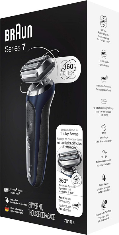 ماشین اصلاح براون آلمان سری 7 جدید مدل B1000s، شارژی، با فناوری AutoSense، انعطافپذیری 360 درجه، EasyClick، مناسب برای استفاده مرطوب و خشک