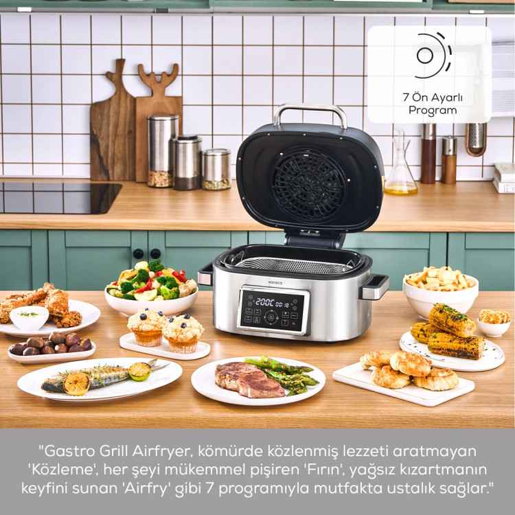 سرخکن و گریل ۶ نفره برند Karaca ترکیه مدل Gastro Air Grill نقره ای استیل