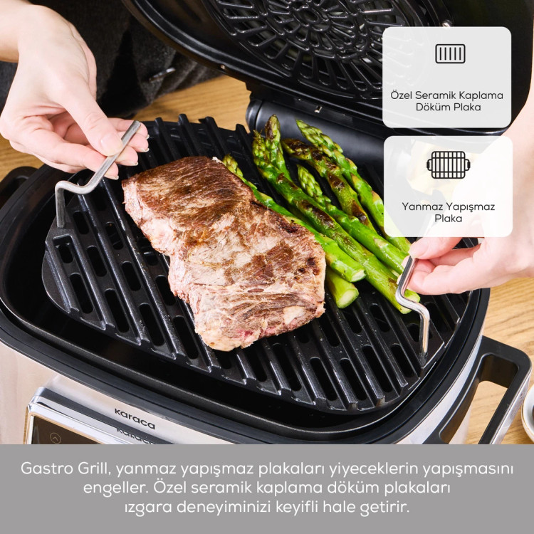 سرخکن و گریل ۶ نفره برند Karaca ترکیه مدل Gastro Air Grill نقره ای استیل