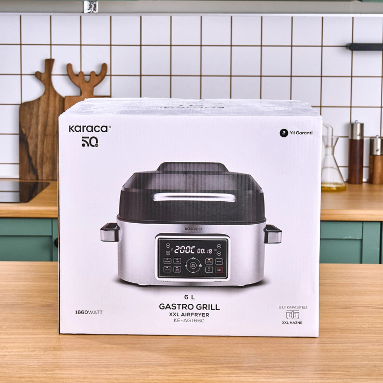 سرخکن و گریل ۶ نفره برند Karaca ترکیه مدل Gastro Air Grill نقره ای استیل