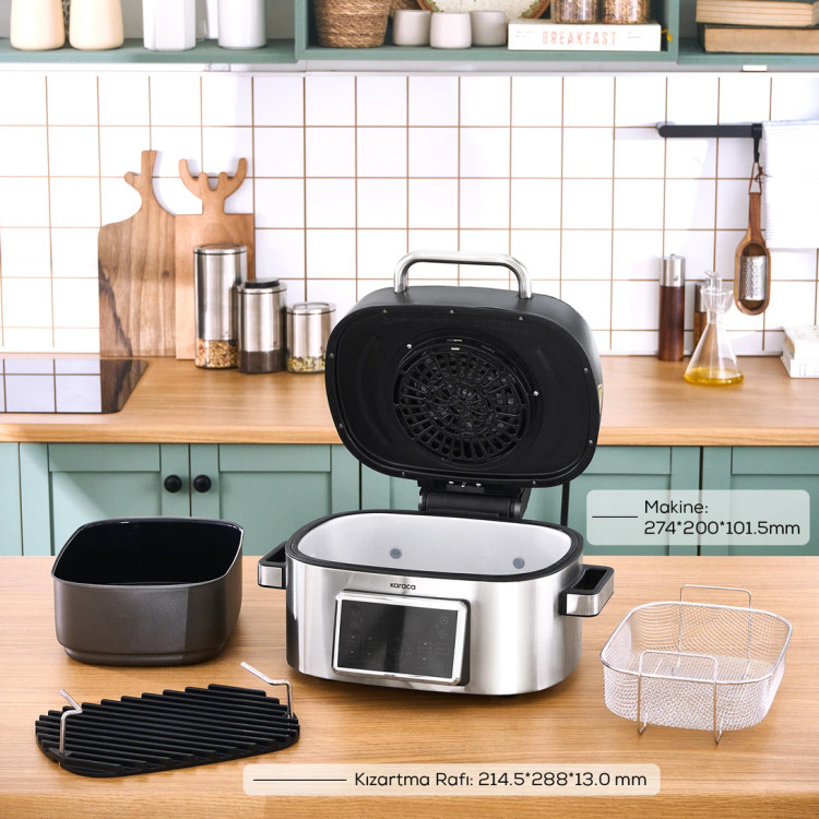 سرخکن و گریل ۶ نفره برند Karaca ترکیه مدل Gastro Air Grill نقره ای استیل