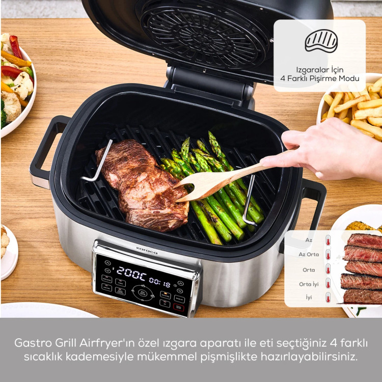 سرخکن و گریل ۶ نفره برند Karaca ترکیه مدل Gastro Air Grill نقره ای استیل
