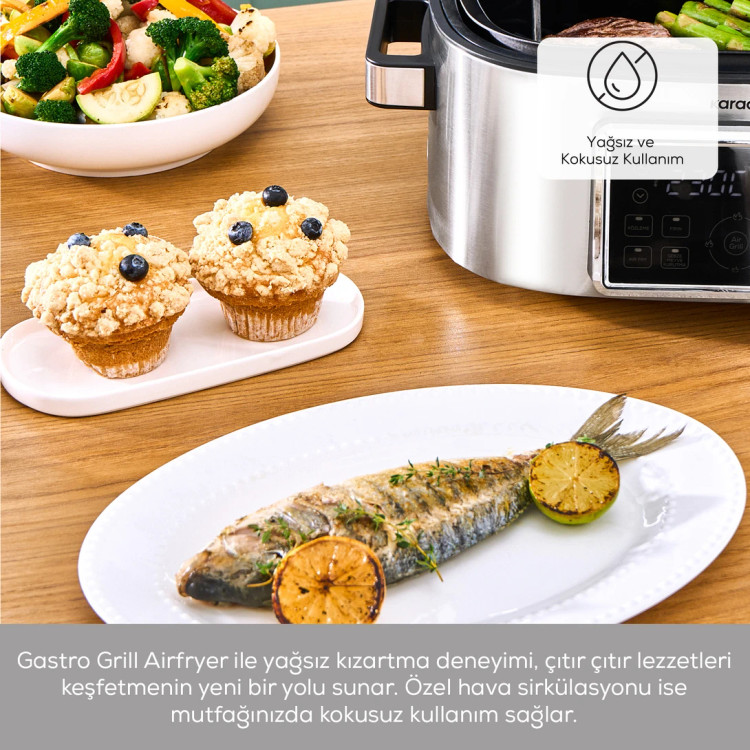 سرخکن و گریل ۶ نفره برند Karaca ترکیه مدل Gastro Air Grill نقره ای استیل