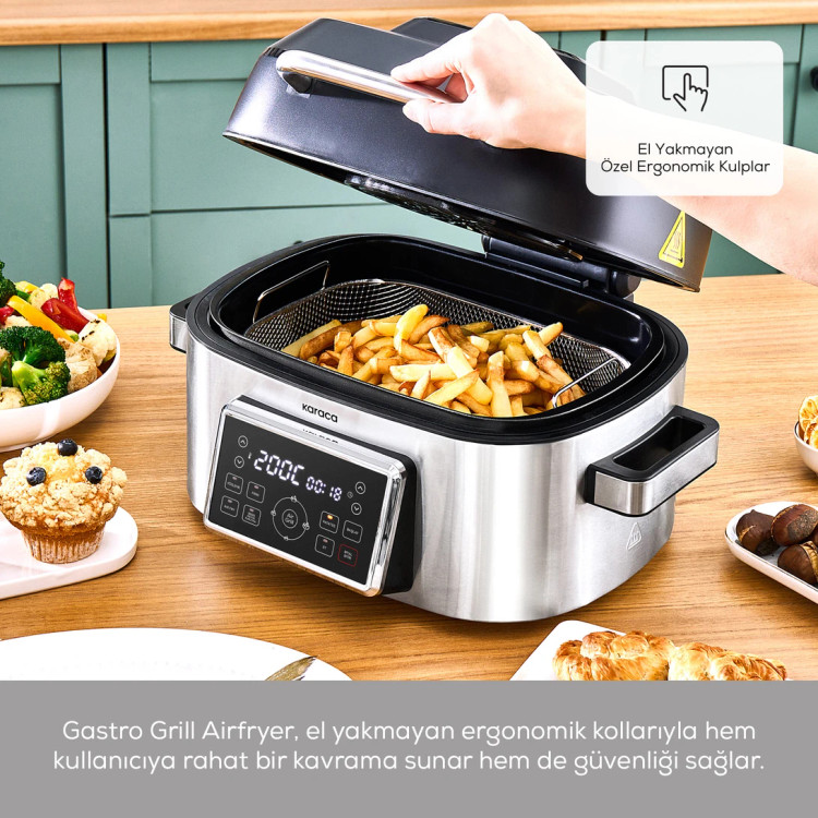 سرخکن و گریل ۶ نفره برند Karaca ترکیه مدل Gastro Air Grill نقره ای استیل