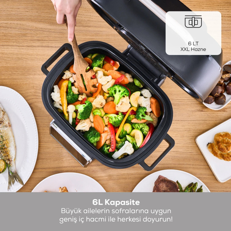 سرخکن و گریل ۶ نفره برند Karaca ترکیه مدل Gastro Air Grill نقره ای استیل