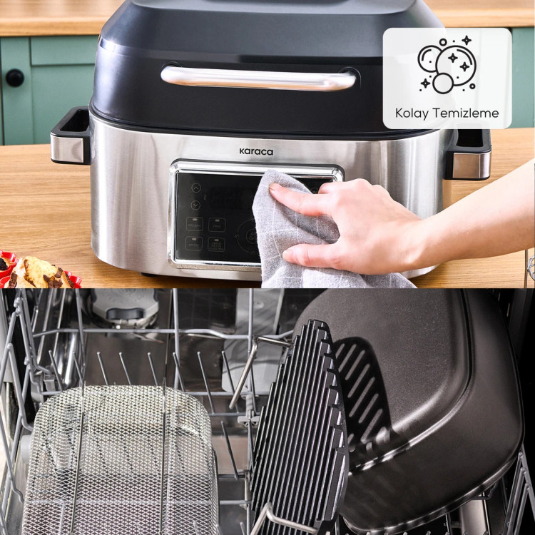 سرخکن و گریل ۶ نفره برند Karaca ترکیه مدل Gastro Air Grill نقره ای استیل