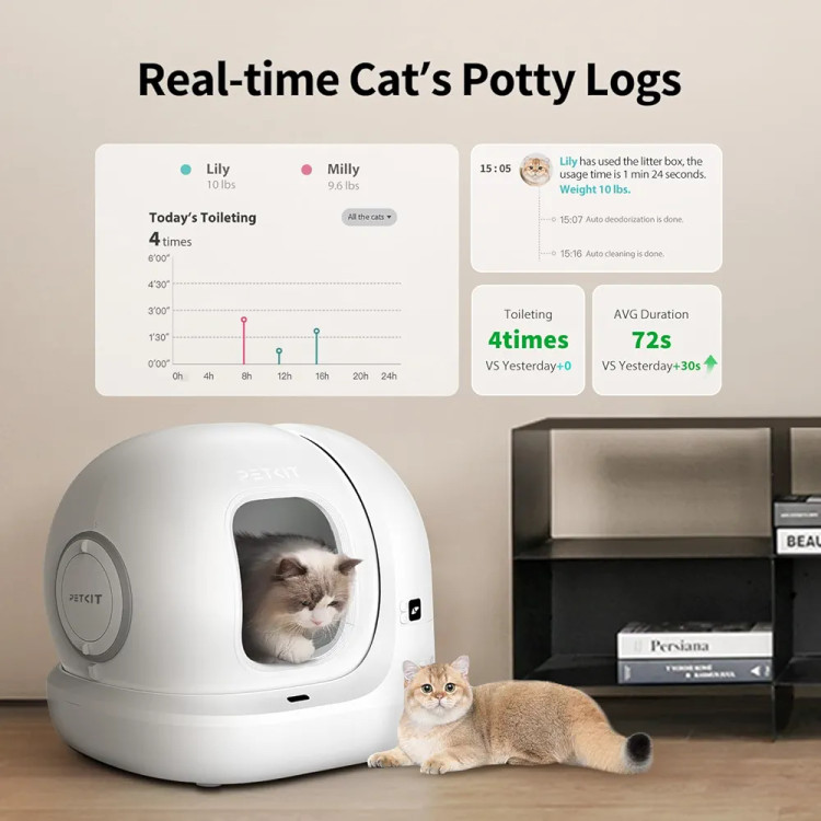 توالت هوشمند و اتوماتیک گربه برند Petkit مدل Pura Max 2 با قابلیت حذف بوی نامطبوع