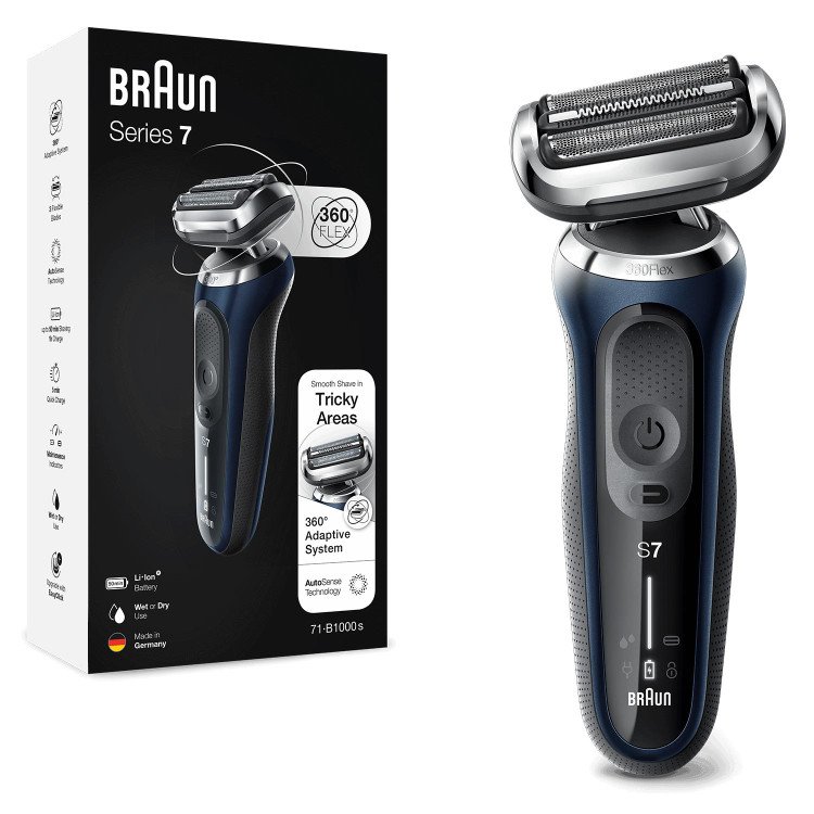 ماشین اصلاح براون آلمان سری 7 جدید مدل B1000s، شارژی، با فناوری AutoSense، انعطافپذیری 360 درجه، EasyClick، مناسب برای استفاده مرطوب و خشک