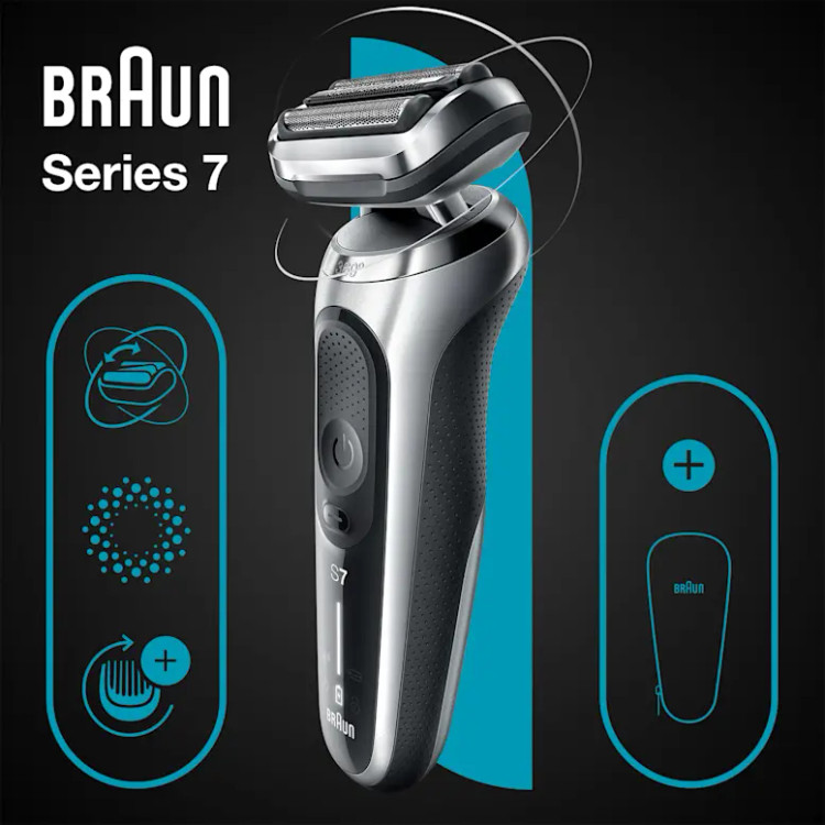ماشین اصلاح براون آلمان سری 7 جدید مدل S1000s، بیسیم، با فناوری AutoSense، انعطافپذیری 360 درجه، EasyClick، مناسب برای استفاده مرطوب و خشک