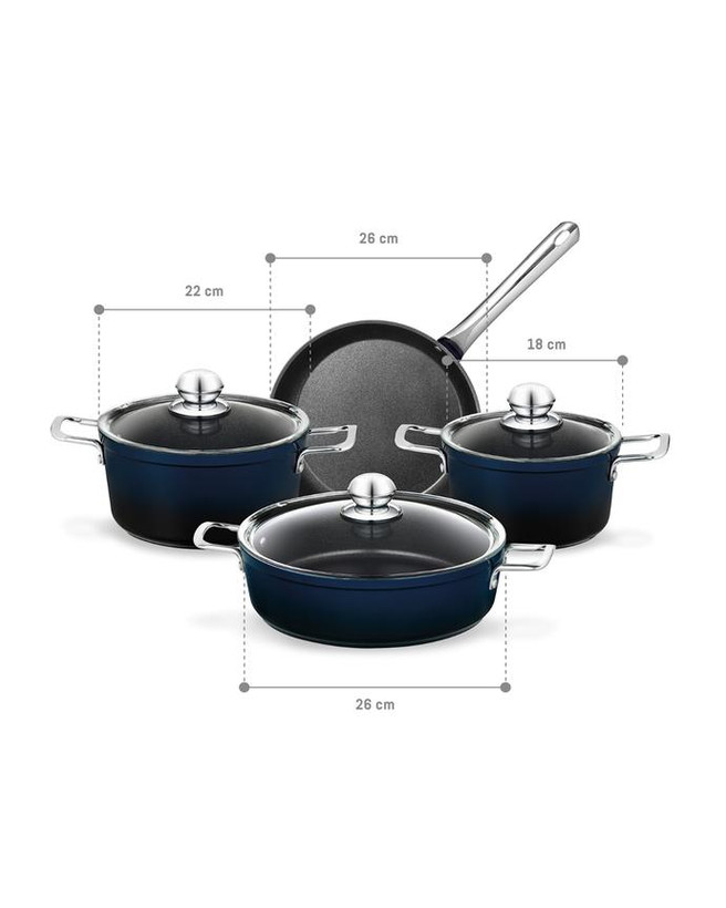 سرویس قابلمه تیتانیومی ۷ پارچه برند مادام کوکو ترکیه مدل Titanium Professional سرمهای