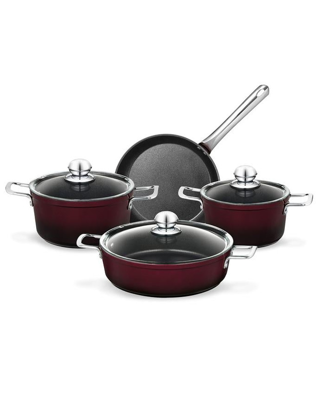 سرویس قابلمه تیتانیومی ۷ پارچه برند مادام کوکو ترکیه مدل Titanium Professional زرشکی
