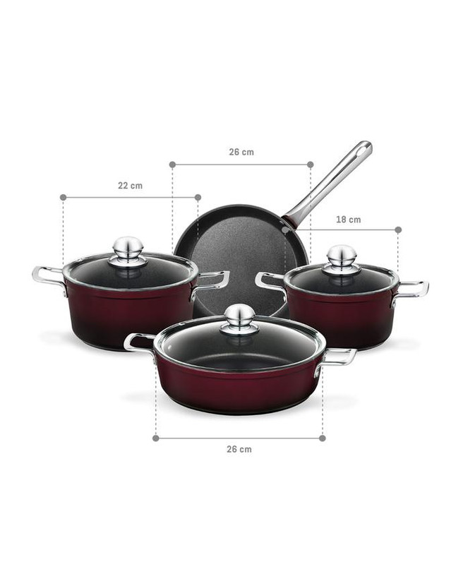 سرویس قابلمه تیتانیومی ۷ پارچه برند مادام کوکو ترکیه مدل Titanium Professional زرشکی