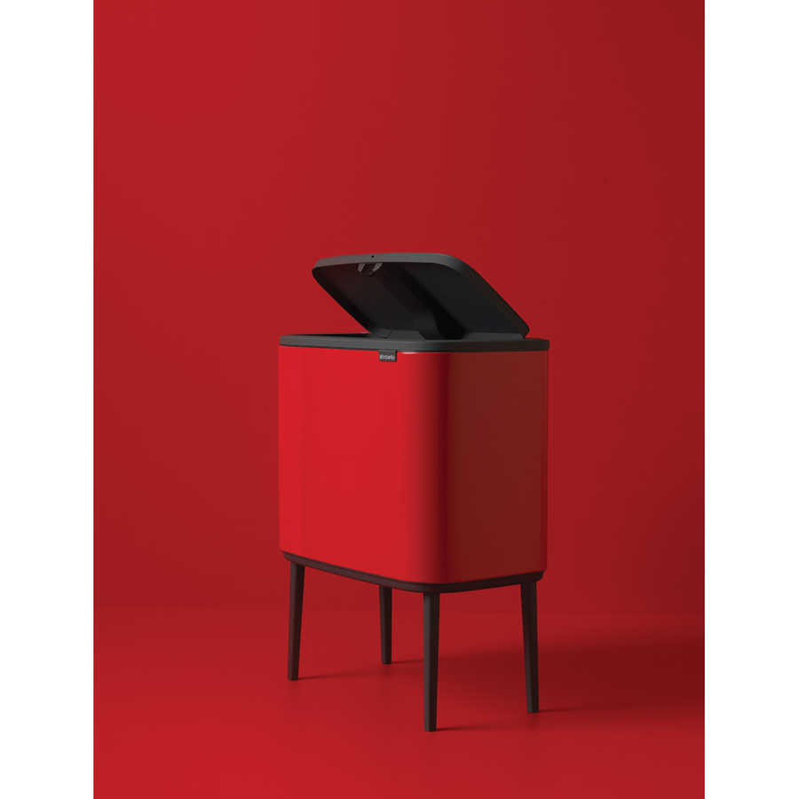 سطل زباله لمسی برند Brabantia هلند مدل BO رنگ قرمز پشن با ظرفیت ۱۱+۲۳ لیتر، کد BRA 316104