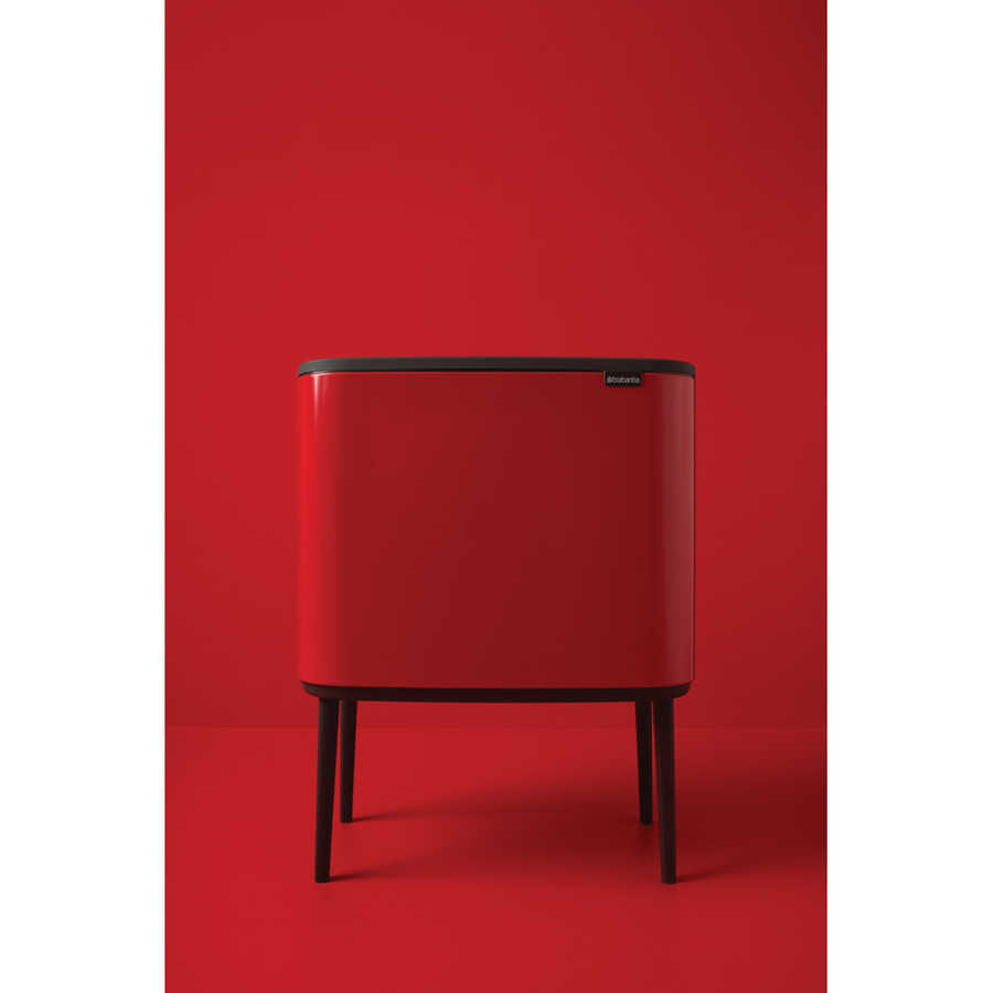سطل زباله لمسی برند Brabantia هلند مدل BO رنگ قرمز پشن با ظرفیت ۱۱+۲۳ لیتر، کد BRA 316104