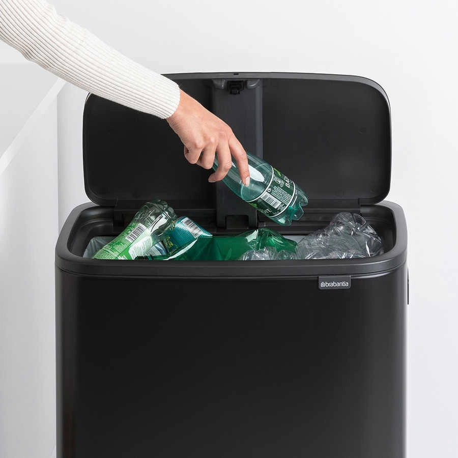 سطل زباله لمسی برند Brabantia هلند مدل BO با ظرفیت ۶۰ لیتر، رنگ مشکی مات، کد BRA 130229