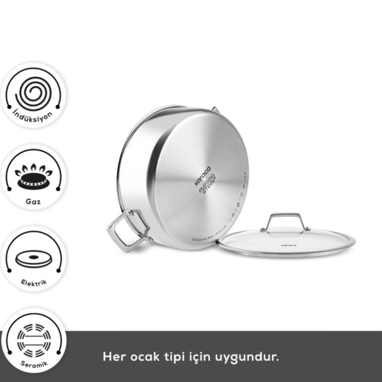 سرویس قابلمه ۷ پارچه استیل کاراجا مدل Plasma Steel با کف سهلایه مناسب برای اجاق القایی
