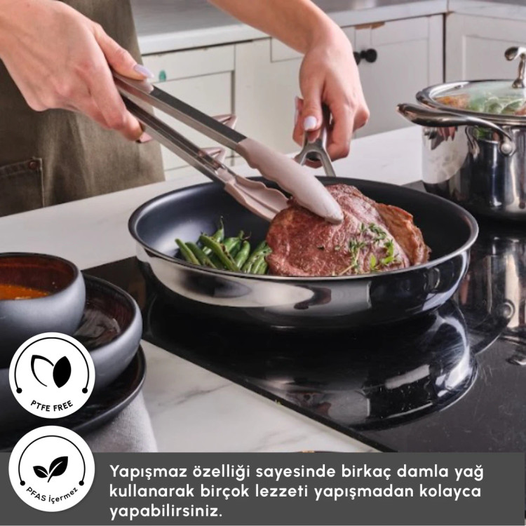 سرویس قابلمه ۷ پارچه استیل کاراجا مدل Plasma Steel با کف سهلایه مناسب برای اجاق القایی