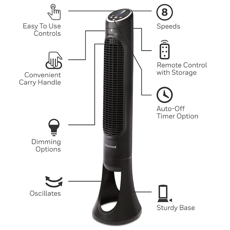 پنکه برجی برند Honeywell آمریکا مدل QuietSet8 HYF290 مشکی