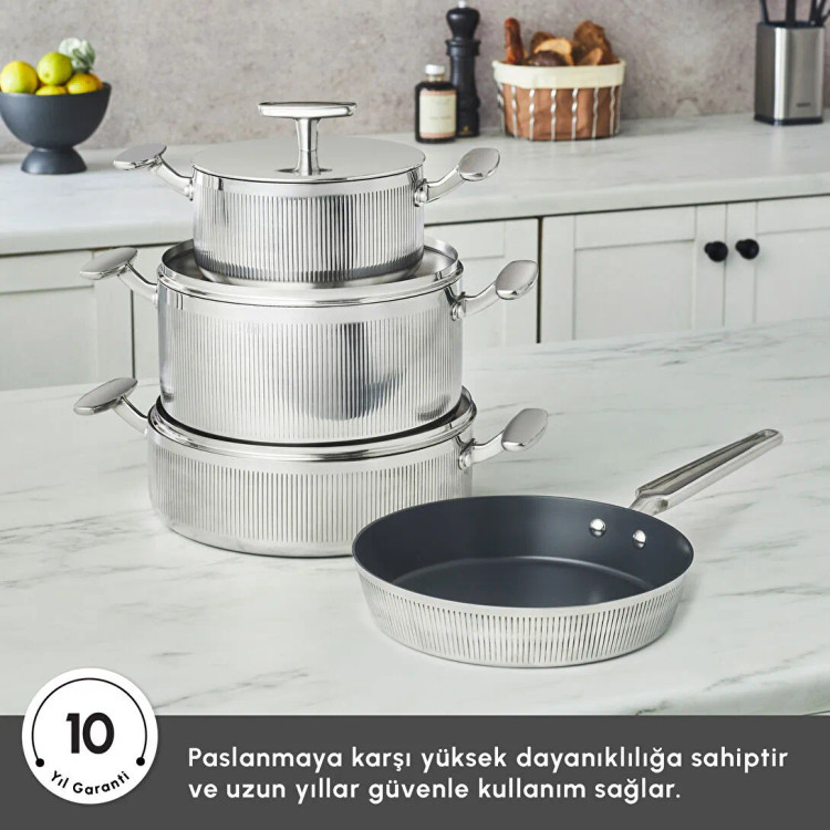 سرویس قابلمه استیل ۷ پارچه برند Karaca ترکیه مدل Plasma Steel 316+ 3-Ply Apollo