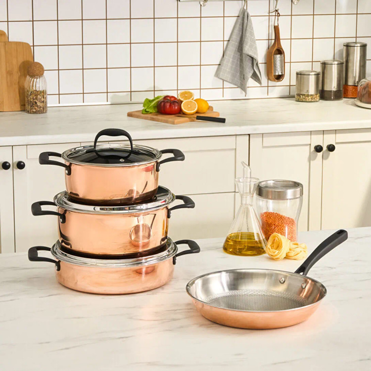 سرویس قابلمه استیل ۷ پارچه برند Karaca ترکیه مدل Powersteel 316+ Copper