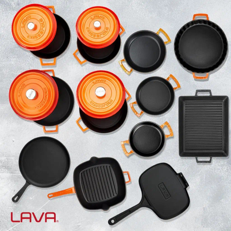سرویس قابلمه و تابه چدنی ۱۷ پارچه برند Lava ترکیه سری Trendy مدل 12X