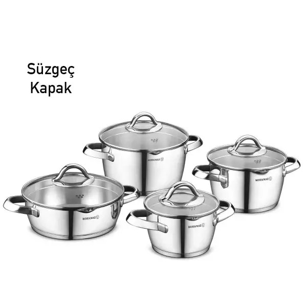 سرویس قابلمه استیل ۸ پارچه Korkmaz ترکیه مدل Vertex A1973