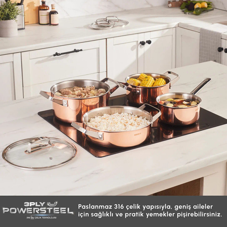 سرویس قابلمه استیل ۳ لایه برند Karaca ترکیه مدل Galileo Power Steel 316+