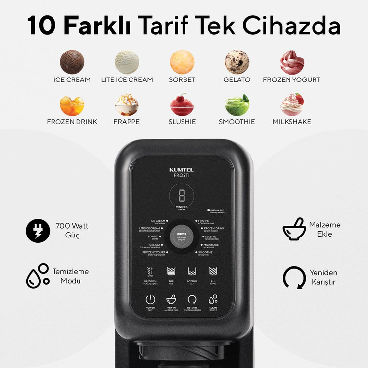 دستگاه بستنیساز و تهیه نوشیدنیهای یخی Kumtel FROSTI مدل HFRO-01 با 10 عملکرد مختلف