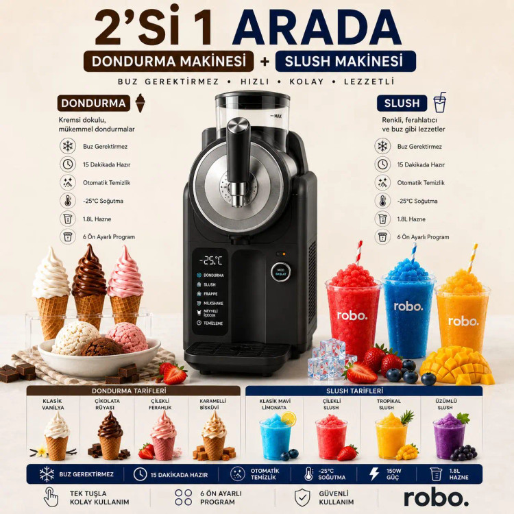 بستنی و یخ در بهشت ساز اتوماتیک برند Robo ترکیه مدل Ice Cream and Slush