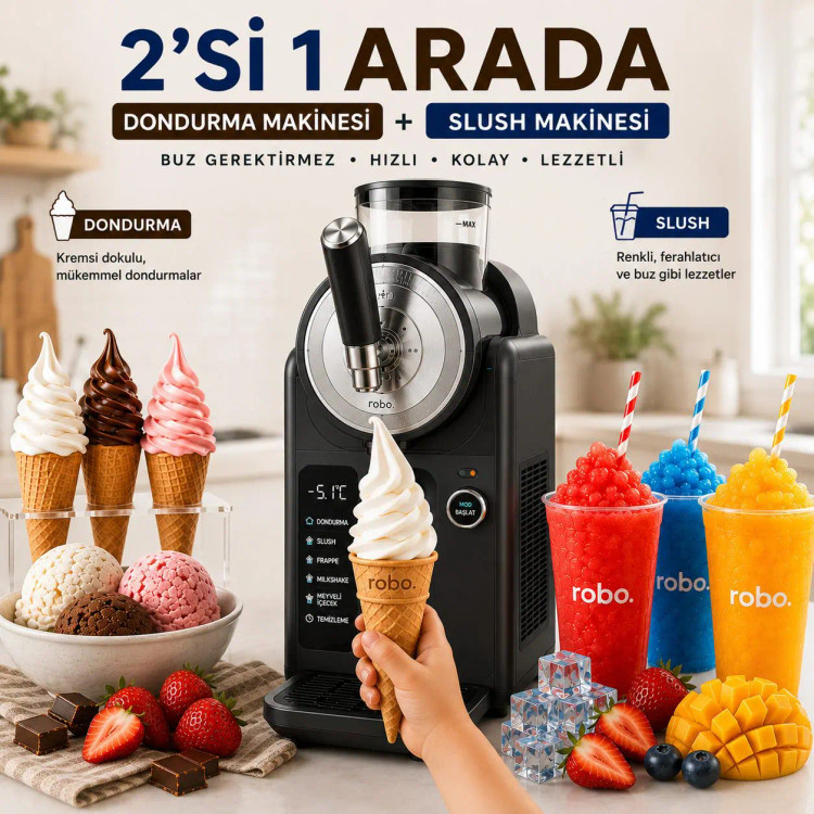 بستنی و یخ در بهشت ساز اتوماتیک برند Robo ترکیه مدل Ice Cream and Slush
