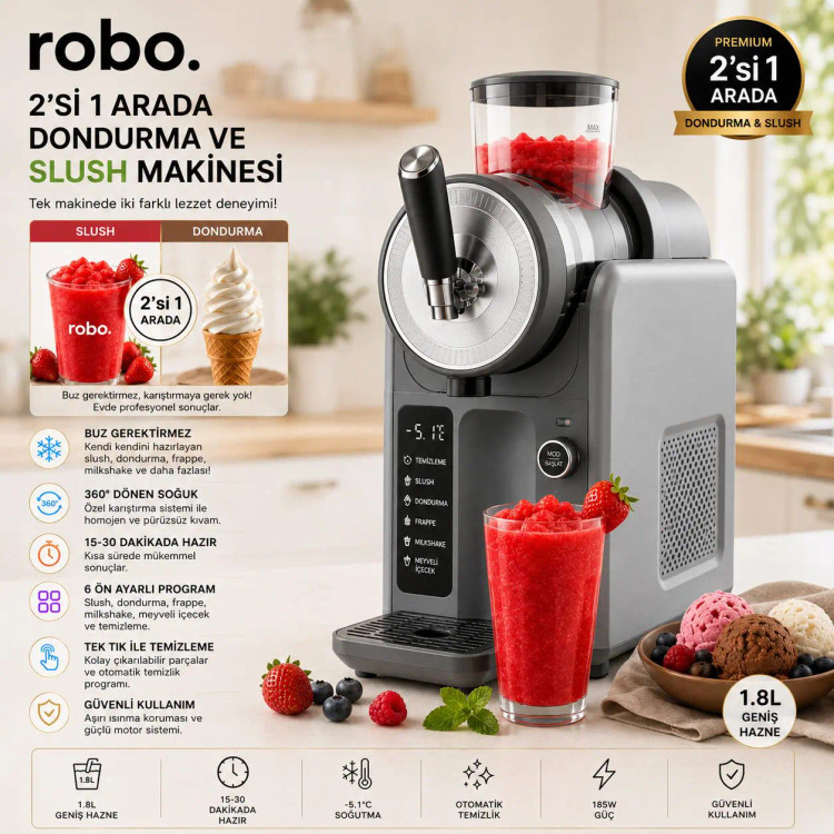 بستنی و یخ در بهشت ساز اتوماتیک برند Robo ترکیه مدل Ice Cream and Slush