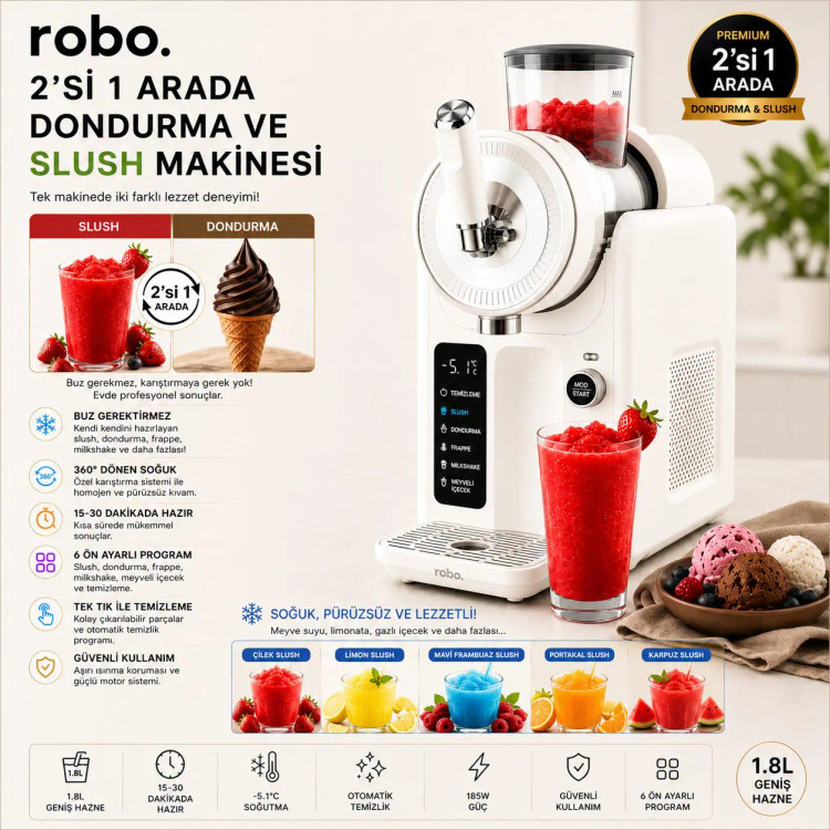 بستنی و یخ در بهشت ساز اتوماتیک برند Robo ترکیه مدل Ice Cream and Slush