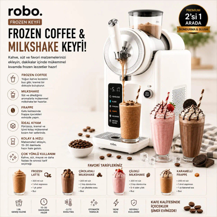 بستنی و یخ در بهشت ساز اتوماتیک برند Robo ترکیه مدل Ice Cream and Slush