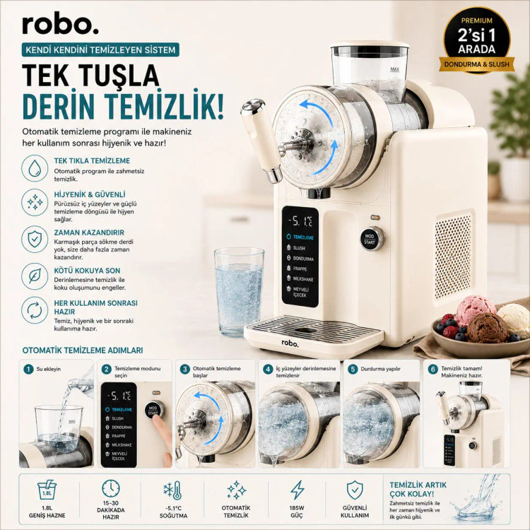 بستنی و یخ در بهشت ساز اتوماتیک برند Robo ترکیه مدل Ice Cream and Slush