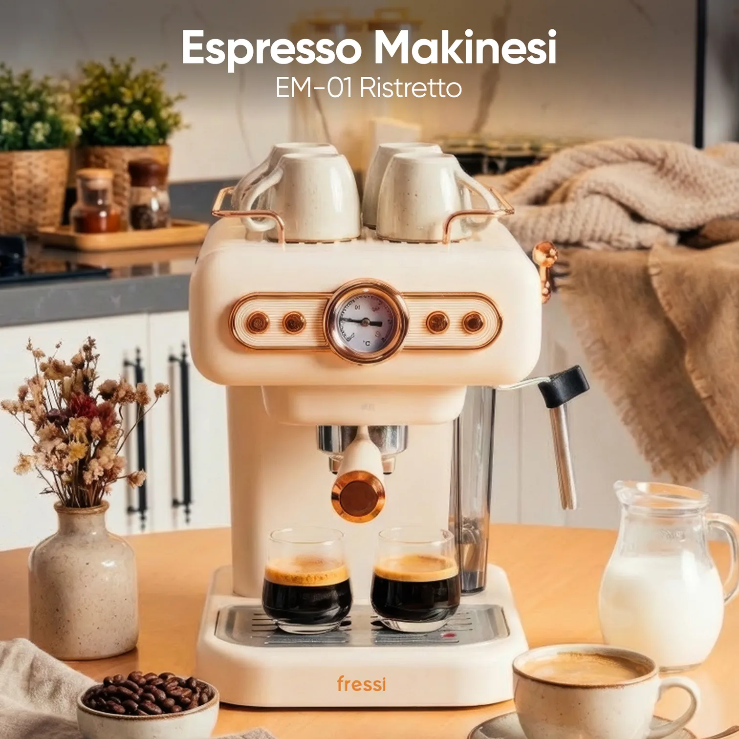 اسپرسوساز نیمه اتوماتیک برند Fressi ترکیه مدل EM-01