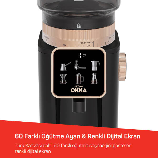 آسیاب قهوه برند Arzum ترکیه مدل OKKA OK0044 Master Grind با نمایشگر دیجیتال