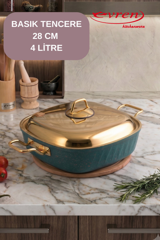 سرویس قابلمه گرانیت ۹ پارچه برند Evren Mutfak ترکیه مدل Gold Stone