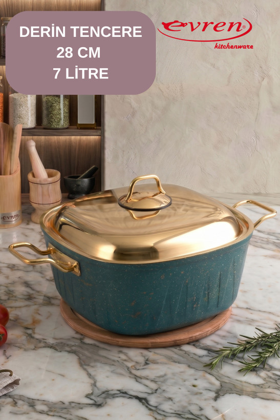 سرویس قابلمه گرانیت ۹ پارچه برند Evren Mutfak ترکیه مدل Gold Stone