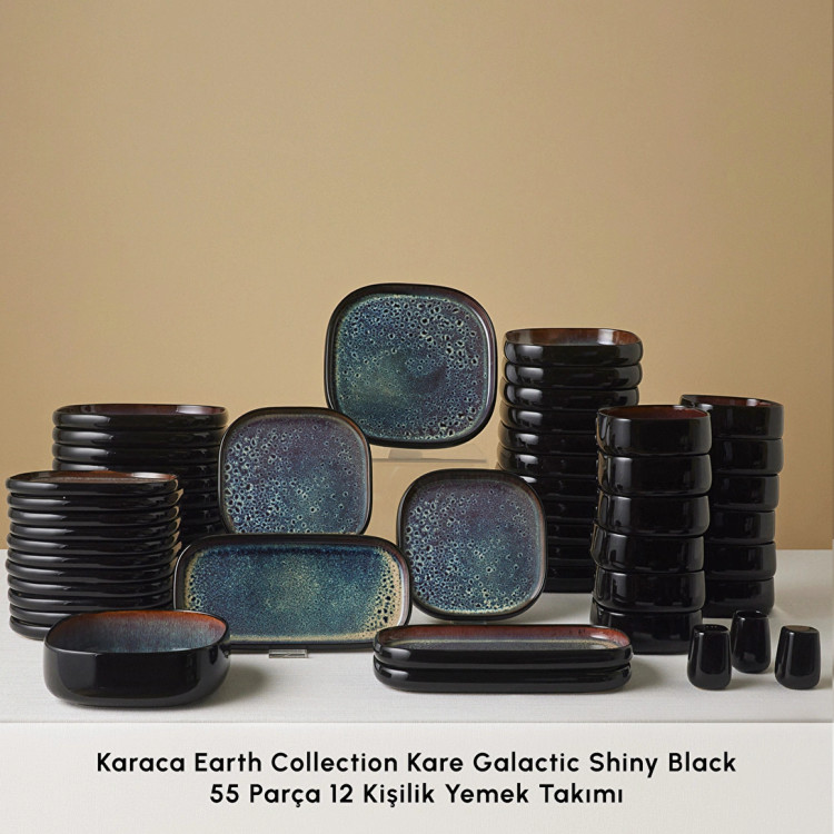 سرویس غذاخوری 12 نفره ۵۵ پارچه برند کاراجا ترکیه مدل Earth Collection Kare Galactic