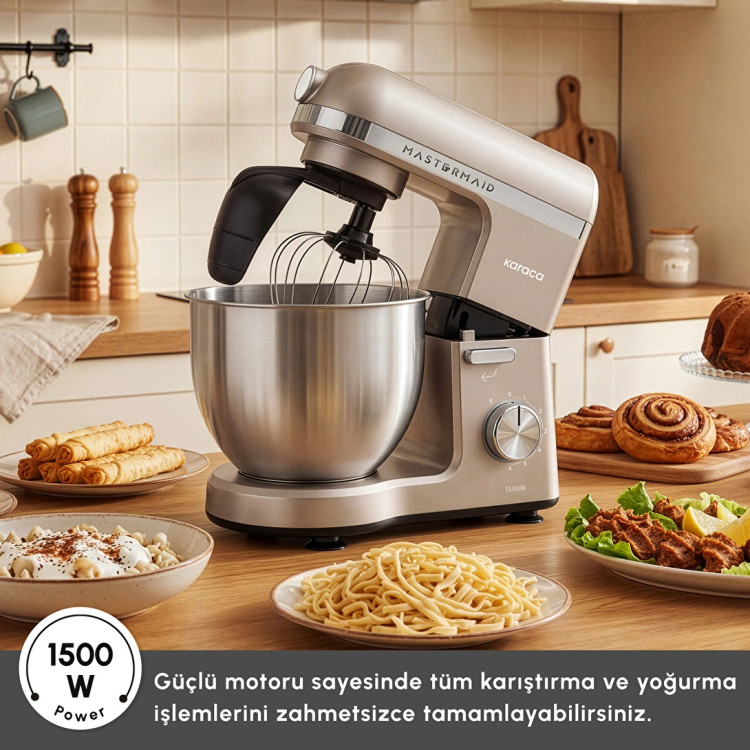 همزن کاسهدار خمیرزن Karaca ترکیه مدل Mastermaid Chef Pro