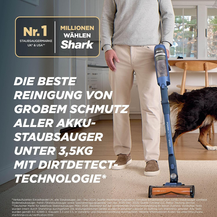 جارو شارژی ایستاده برند Shark آمریکا مدل PowerDetect Speed™ IA3241EUT مجهز به سیستم تخلیه خودکار