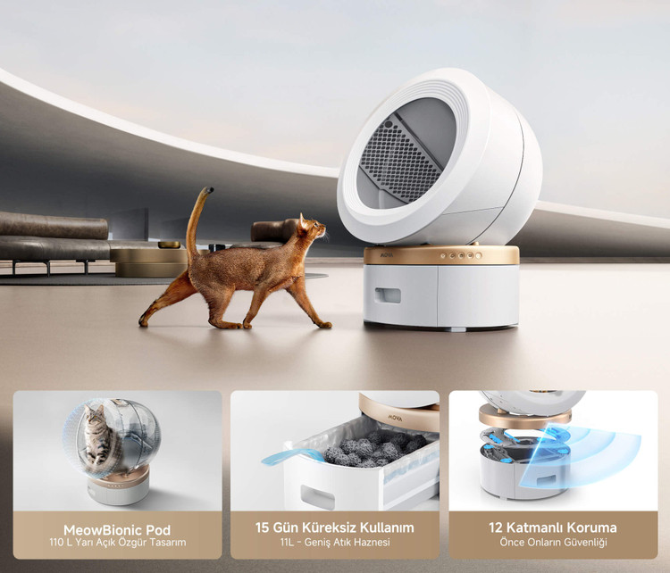توالت هوشمند گربه برند Mova مدل MeowgicPod LR10 با قابلیت تمیزکاری خودکار