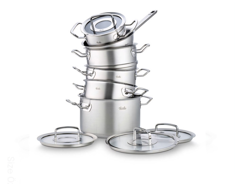 سرویس قابلمه استیل ۱۰ پارچه برند Fissler آلمان مدل Original Profi درب شیشهای