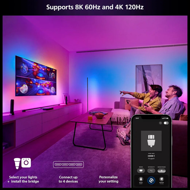 جعبه همگامسازی نورپردازی هوشمند HDMI فیلیپس Hue، دارای ۴ اتصال HDMI، نسل دوم