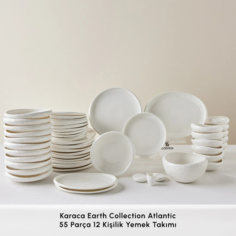 سرویس غذاخوری ۱۲ نفره ۵۵ پارچه برند Karaca ترکیه سری Earth Collection مدل Atlantic