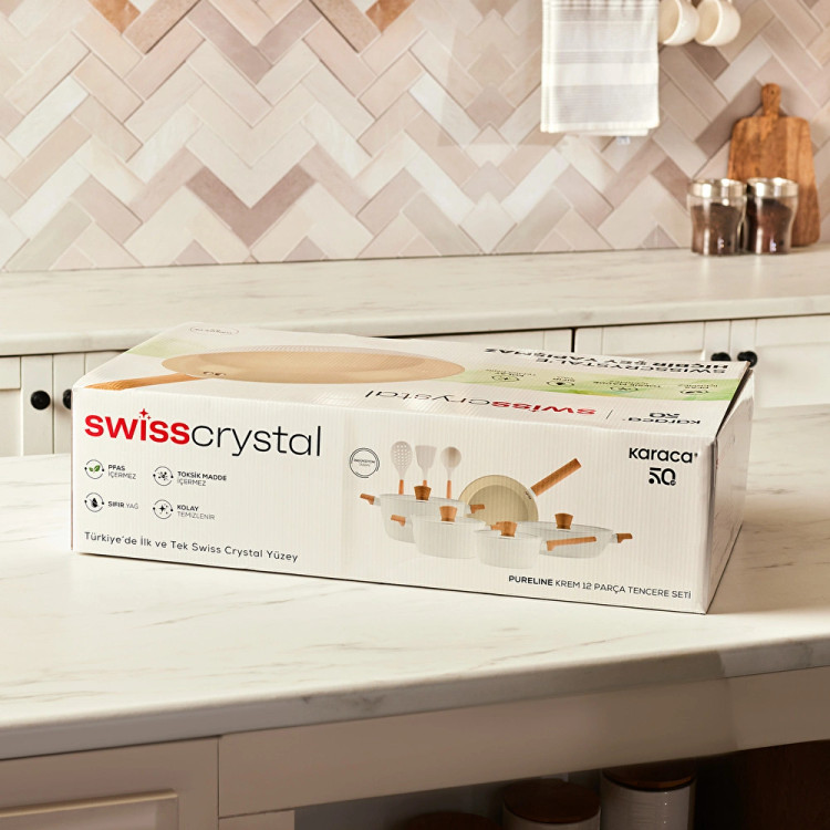 سرویس قابلمه ۱۲ پارچه برند Karaca مدل Swiss Crystal Pureline