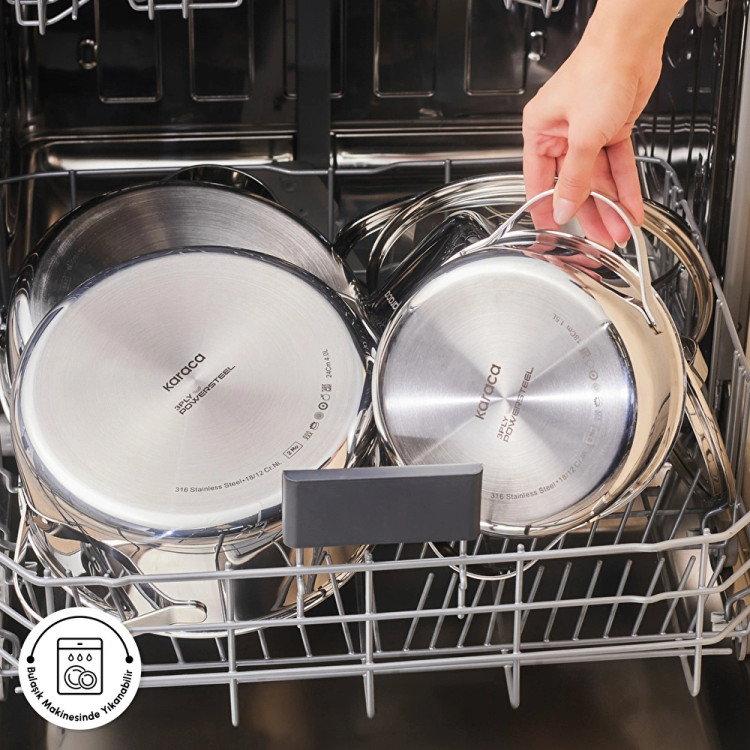 سرویس قابلمه استیل ۸ پارچه Karaca ترکیه مدل Power Steel 316+ 3Ply Discovery با کف القایی