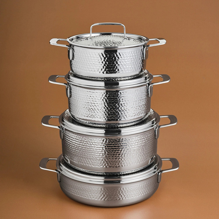 سرویس قابلمه استیل ۸ پارچه Karaca ترکیه مدل Power Steel 316+ 3Ply Voyager با کف القایی